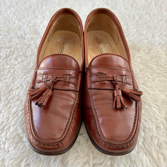 Santoni Chestnut Leather Tassel Loafers size 9 D main image 8